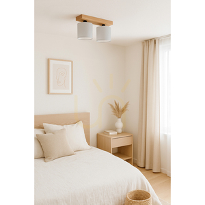 Morris taklampa, 2xE27, Max. 25 W, oljad ek/grå, 35 cm lampskärm small 1