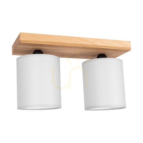 Kontrollera Morris taklampa, 2xE27, Max. 25 W, oljad ek/grå, 35 cm lampskärm