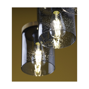 Monsun taklampa 4xE27 Max. 60 W, brunbehandlad furu/svart PVC-sladd/lampskärm i rökfärgat glas, 100 cm small 5
