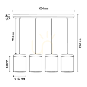 Monsun taklampa 4xE27 Max. 60 W, brunbehandlad furu/svart PVC-sladd/lampskärm i rökfärgat glas, 100 cm small 6