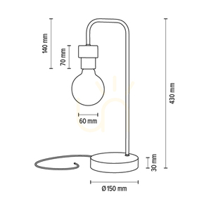 Muriel bordslampa, 1xE27, Max. 25 W, oljad ek/svart metall/svart flätad kabel, 20 cm small 4