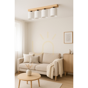 Morris taklampa 4xE27 Max. 25 W, oljad ek/grå lampskärm, 75 cm small 1