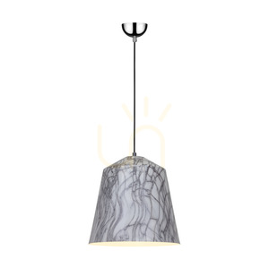 Natura taklampa, 1xE27, Max. 60 W, kromfärgad metall / genomskinlig PVC-sladd / svart-vit-grå metallskärm, Ø 33 cm small 1