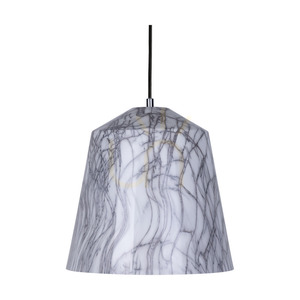 Natura taklampa, 1xE27, Max. 60 W, kromfärgad metall / genomskinlig PVC-sladd / svart-vit-grå metallskärm, Ø 33 cm small 2