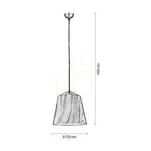 Natura taklampa, 1xE27, Max. 60 W, kromfärgad metall / genomskinlig PVC-sladd / svart-vit-grå metallskärm, Ø 33 cm small 4