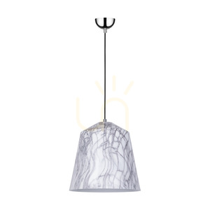 Natura taklampa, 1xE27, Max. 60 W, kromfärgad metall / genomskinlig PVC-sladd / svart-vit-grå metallskärm, Ø 33 cm small 0