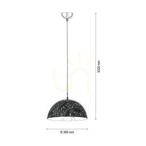 Natura taklampa, 1xE27, Max. 60 W, kromfärgad metall / genomskinlig PVC-sladd / svart-vit-grå metallskärm, Ø 36 cm small 3