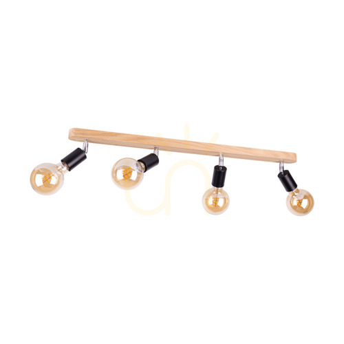 Kontrollera Taklampa i svart 4xE27 Max. 25 W, oljad ek/svart metall, 78 cm