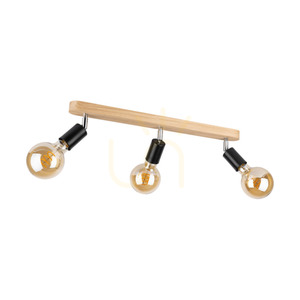 Taklampa i svart, 3xE27, Max. 25 W, oljad ek/svart metall, 55 cm small 0