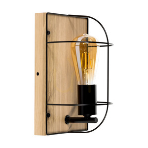 Britop Netuno 92041174 vägglampa 1xE27 max 15 W LED, oljad ek/svart metall, 15 cm small 0