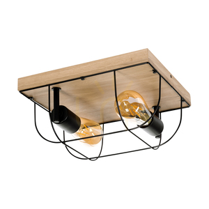 Netuno vägglampa/taklampa 2xE27 max. 15 W LED, oljad ek / svart metall, 30 cm small 2