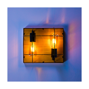 Netuno vägglampa/taklampa 2xE27 max. 15 W LED, oljad ek / svart metall, 30 cm small 3