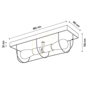 Netuno vägglampa/taklampa 2xE27 max. 15 W LED, gråbehandlad furu / svart metall / silverfärgad metallskärm, 46 cm small 4