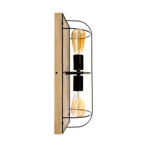 Netuno vägglampa/taklampa 2xE27 max. 15 W LED, oljad ek / svart metall, 46 cm small 2