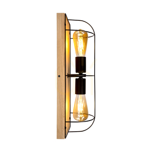 Netuno vägglampa/taklampa 2xE27 max. 15 W LED, oljad ek / svart metall, 46 cm small 3
