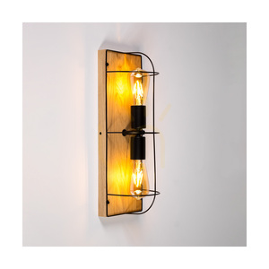 Netuno vägglampa/taklampa 2xE27 max. 15 W LED, oljad ek / svart metall, 46 cm small 4