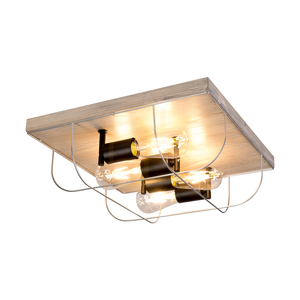 Netuno taklampa, 4xE27, Max. 15 W LED, färgad furu, grå/svart metall, silverfärgad metallskärm, 40 cm small 1
