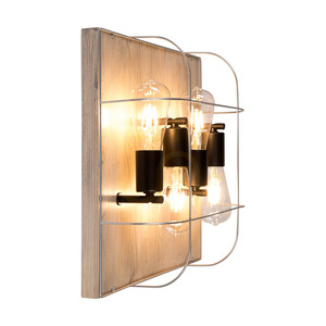 Netuno taklampa, 4xE27, Max. 15 W LED, färgad furu, grå/svart metall, silverfärgad metallskärm, 40 cm small 3