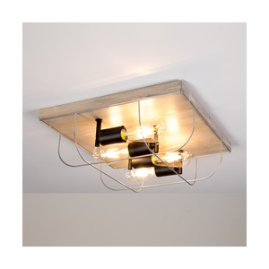 Netuno taklampa, 4xE27, Max. 15 W LED, färgad furu, grå/svart metall, silverfärgad metallskärm, 40 cm small 4