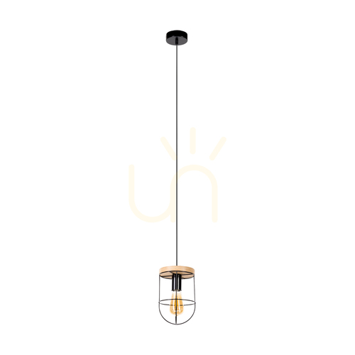 Kontrollera Netuno taklampa 1xE27 Max. 60 W, oljad ek/svart metall/svart PVC-sladd, Ø 15 cm