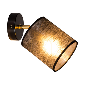 Nevoa vägglampa 1xE27 Max. 25 W, svart-guld metall/svart lampskärm, 25 cm small 1