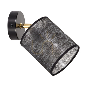 Nevoa vägglampa 1xE27 Max. 25 W, svart-guld metall/svart lampskärm, 25 cm small 0