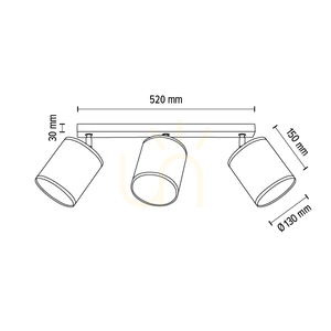 Taklampa Nevoa, 3xE27, Max. 25 W, svart-kromad metall/svart skärm, 67 cm small 4