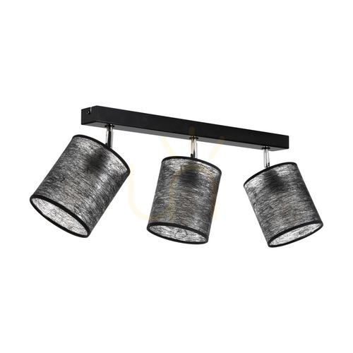 Kontrollera Taklampa Nevoa, 3xE27, Max. 25 W, svart-kromad metall/svart skärm, 67 cm