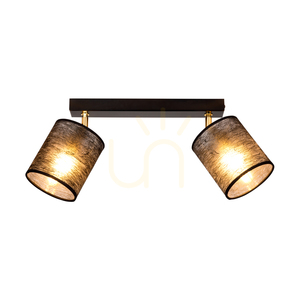 Taklampa Nevoa, 2xE27, Max. 25 W, svart-guldfärgad metall/svart skärm, 52 cm small 1