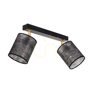 Taklampa Nevoa, 2xE27, Max. 25 W, svart-guldfärgad metall/svart skärm, 52 cm small 2