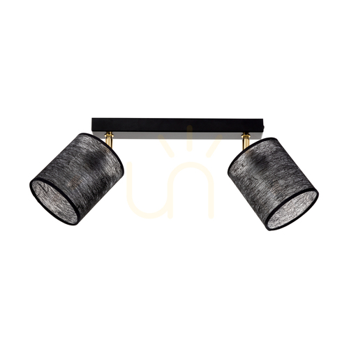 Kontrollera Taklampa Nevoa, 2xE27, Max. 25 W, svart-guldfärgad metall/svart skärm, 52 cm