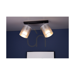 Taklampa Nevoa, 2xE27, Max. 25 W, svart-kromfärgad metall/silver, 52 cm lampskärm small 2