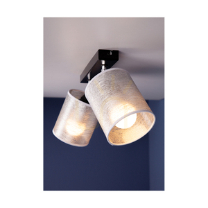Taklampa Nevoa, 2xE27, Max. 25 W, svart-kromfärgad metall/silver, 52 cm lampskärm small 3