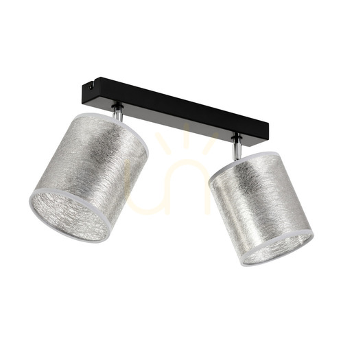 Kontrollera Taklampa Nevoa, 2xE27, Max. 25 W, svart-kromfärgad metall/silver, 52 cm lampskärm