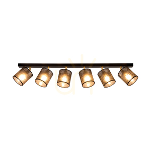 Taklampa Nevoa, 6xE27, Max. 25 W, svart-guldfärgad metall/svart lampskärm, 127 cm small 1