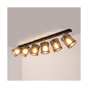 Taklampa Nevoa, 6xE27, Max. 25 W, svart-guldfärgad metall/svart lampskärm, 127 cm small 2