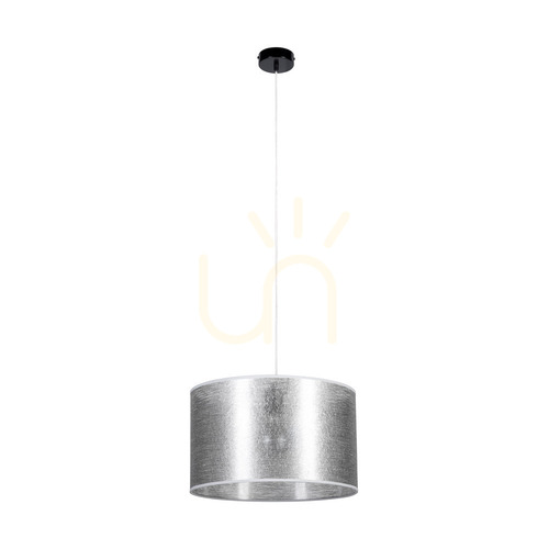 Kontrollera Nevoa taklampa, 1xE27, Max. 60 W, svart metall/genomskinlig PVC-sladd/silverfärgad lampskärm, Ø 40 cm