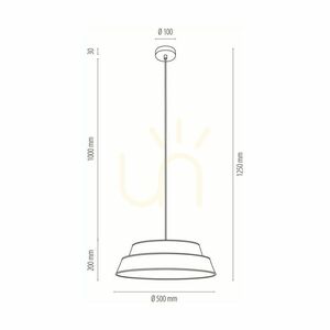 Nevoa taklampa, 1xE27, Max. 60 W, svart metall / genomskinlig PVC-sladd / svart och guldfärgad lampskärm, Ø 50 cm small 4