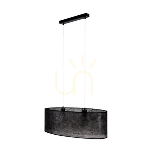 Nevoa taklampa 2xE27 Max. 40 W svart metall/genomskinlig PVC-sladd/svart lampskärm 80 cm small 2