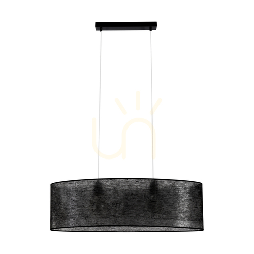 Kontrollera Nevoa taklampa 2xE27 Max. 40 W svart metall/genomskinlig PVC-sladd/svart lampskärm 80 cm