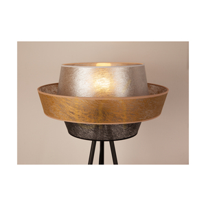 Nevoa golvlampa 1xE27 Max. 40 W, svart metall/svart PVC-sladd/lampskärm i svart-guld-silver, Ø 55 cm small 2