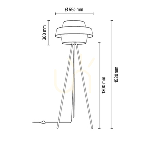 Nevoa golvlampa 1xE27 Max. 40 W, svart metall/svart PVC-sladd/lampskärm i svart-guld-silver, Ø 55 cm small 3