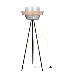 Nevoa golvlampa 1xE27 Max. 40 W, svart metall/svart PVC-sladd/lampskärm i svart-guld-silver, Ø 55 cm small 0