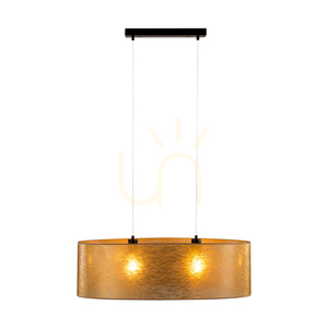 Nevoa taklampa, 2xE27, Max. 40 W, svart metall/genomskinlig PVC-sladd/guldfärgad lampskärm, 80 cm small 1