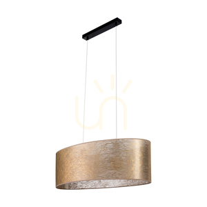 Nevoa taklampa, 2xE27, Max. 40 W, svart metall/genomskinlig PVC-sladd/guldfärgad lampskärm, 80 cm small 2