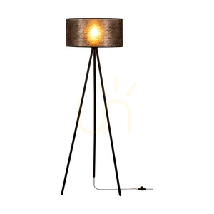 Nevoa golvlampa 1xE27 Max. 40 W, svart metall/svart PVC-sladd/svart lampskärm, Ø 50 cm small 1