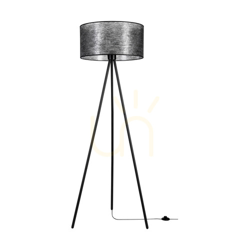 Kontrollera Nevoa golvlampa 1xE27 Max. 40 W, svart metall/svart PVC-sladd/svart lampskärm, Ø 50 cm