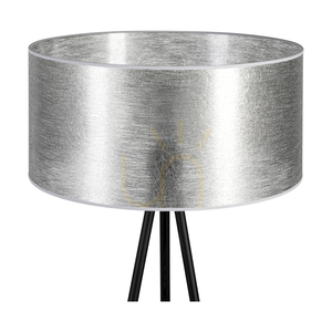 Nevoa golvlampa 1xE27 Max. 40 W, svart metall/svart PVC-sladd/silverfärgad lampskärm, Ø 50 cm small 2
