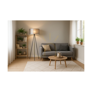 Nevoa golvlampa 1xE27 Max. 40 W, svart metall/svart PVC-sladd/silverfärgad lampskärm, Ø 50 cm small 3