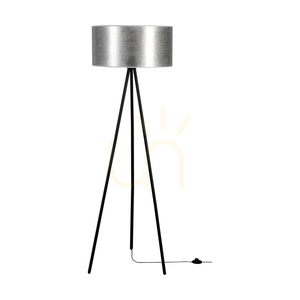 Nevoa golvlampa 1xE27 Max. 40 W, svart metall/svart PVC-sladd/silverfärgad lampskärm, Ø 50 cm small 0
